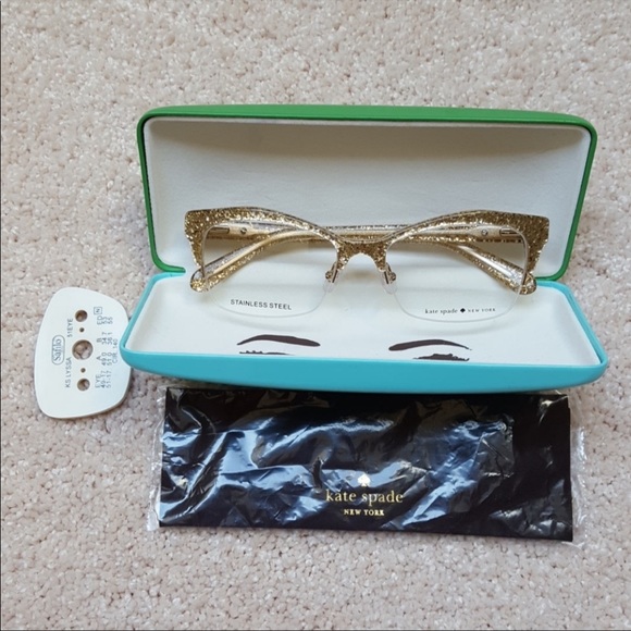 ISO Kate Spade Lyssa Gold Glitter Eyeglasses 0W51 51-17-135 - Picture 4 of 8